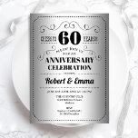 Invitation 60e fête du Mariage - Noir d'argent<br><div class="desc">60e anniversaire mariage invitation fête. Carte invitation argent et noir. Parfait pour une élégante célébration du 60e anniversaire du diamant. Comprend une police de typographie rétro élégante. Salutations à 60 ans ! Peut être personnalisé à n'importe quelle année. S'il vous plaît, envoyez-moi un message si vous avez besoin d'une personnalisation...</div>