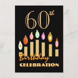 Invitation 60e ou toute année Anniversaire Bougies d'Or Budge