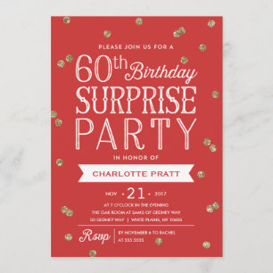 Invitation 60e Parties scintillant Confetti Surprise Party In