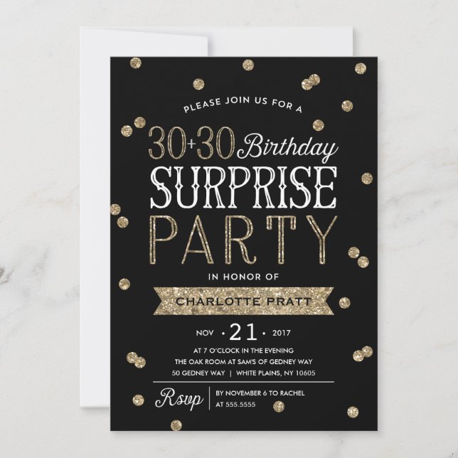 Invitation 60e Parties scintillant Confetti Surprise Party In (Devant)