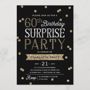 Invitation 60e Parties scintillant Confetti Surprise Party In