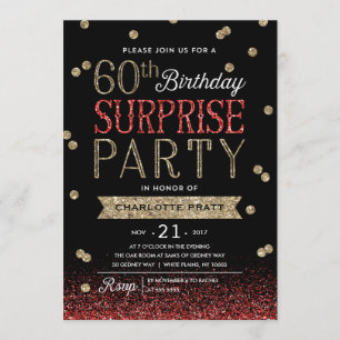 Invitation 60e Parties scintillant Confetti Surprise Party In