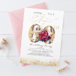 Invitation 60e Surprise Anniversaire Party Gold et Bourgogne<br><div class="desc">Invitation de fête surprise 60e anniversaire</div>