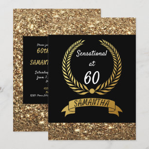 Invitation 60ème Black Gold Parties scintillant Élégante fête