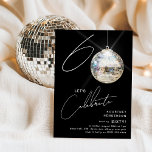 Invitation 60ème soirée d'anniversaire de Disco Ball<br><div class="desc">Fêtez le 60e anniversaire avec notre invitation chic et minimaliste ! Cette invitation ouvre la voie à une célébration mémorable, avec les chiffres '60' avec une touche unique - le '0' est une boule disco étincelante qui brille sur notre arrière - plan noir branché. Le modèle moderne complété par d'élégants...</div>