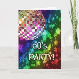 invitation 60s avec la boule de disco et