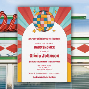 Invitation 60s Retro Vinyl Music Baby shower neutre genre