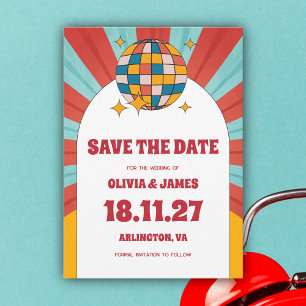 Invitation 60s Retro Vinyl Music Wedding Enregistrer la date