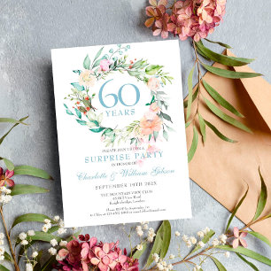 Invitation 60th Anniversary Surprise Party Roses Garland