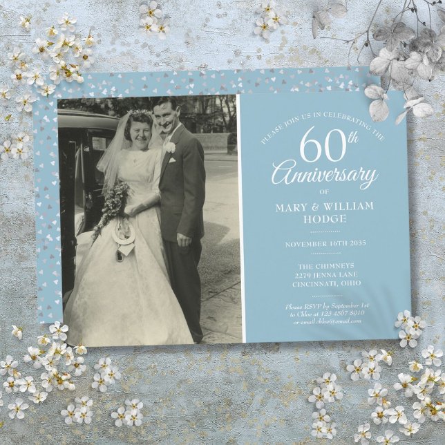 Invitation 60th Anniversary Wedding Photo Diamond Confetti (60th Anniversary Wedding Photo Diamond Confetti Invitation)