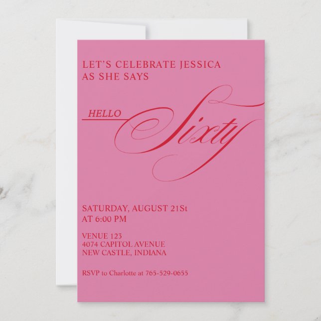 Invitation 60th Birthday Caligraphy Modern Elegant (Devant)