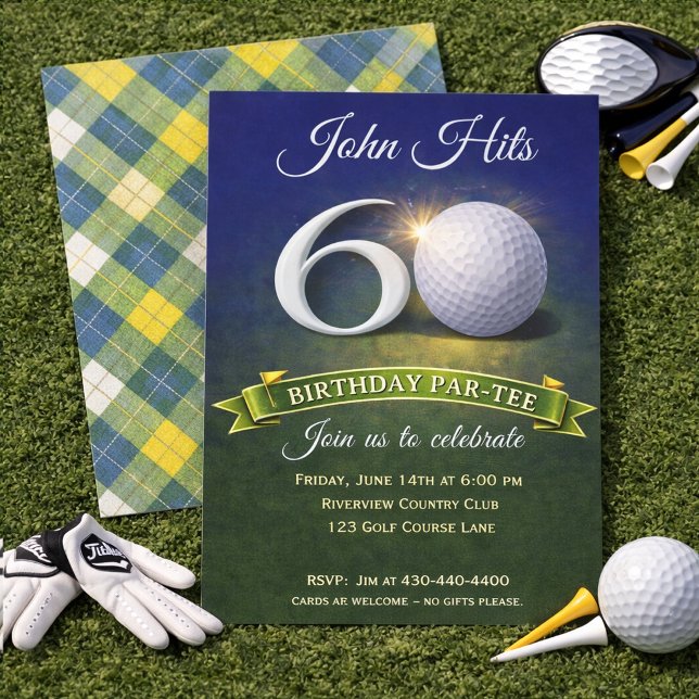 Invitation 60th Birthday Golf Theme  (Créateur téléchargé)