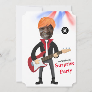 Invitation 60th Mens 🎸 🤣 Rockstar Anniversaire Guitare Funk