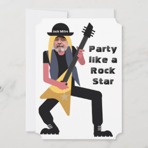 Invitation 60th Mens 🎸 🤣 Rockstar Anniversaire Guitare Funk