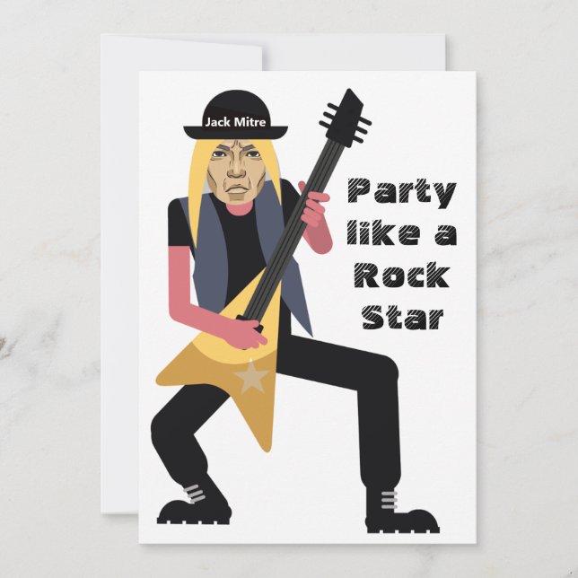 Invitation 60th Mens 🎸 🤣 Rockstar Anniversaire Guitare Funk (Devant)