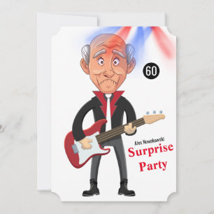 Invitation 60th Mens 🎸 🤣 Rockstar Anniversaire Guitare Funk