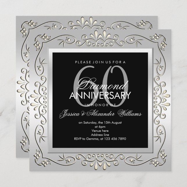 Invitation 60th Wedding Anniversary (Devant / Derrière)