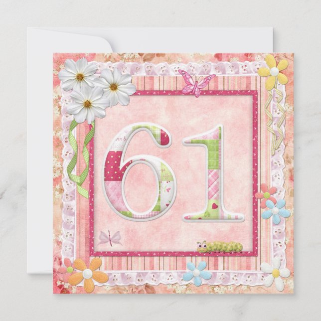 Invitation 61e anniversaire style scrapbooking (Devant)