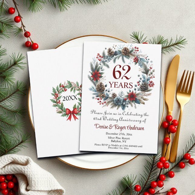 Invitation 62e anniversaire du Mariage hiver (Créateur téléchargé)