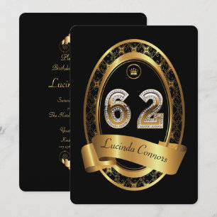 Invitation 62e anniversaire, homme de fête, couleur élégante