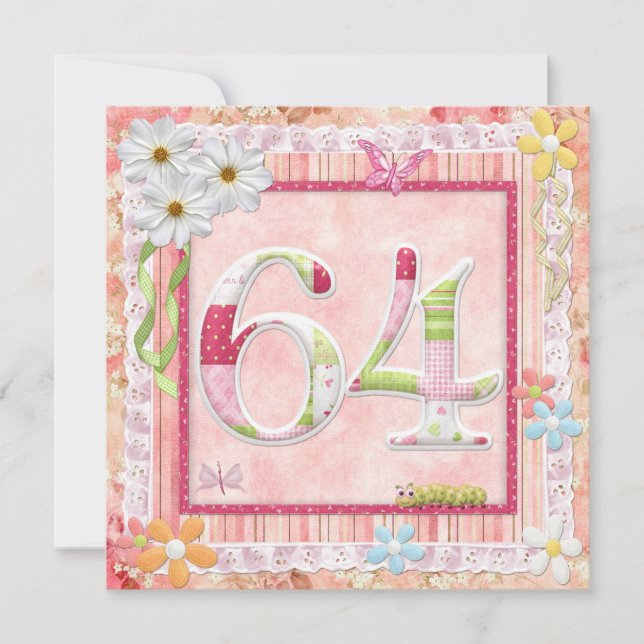 Invitation 64ème anniversaire style scrapbooking (Devant)