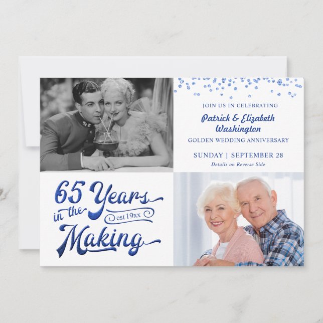 Invitation 65 Ans de Fabrication Photo Saphir Anniversaire (Devant)