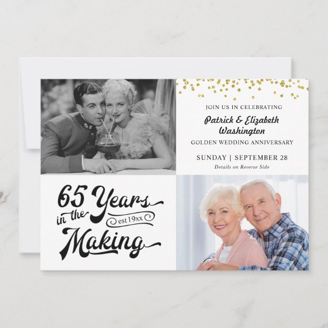 Invitation 65 ans de gestation Deux photos Anniversaire (Devant)