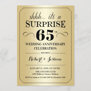 Invitation 65e anniversaire de la surprise - Noir d'or