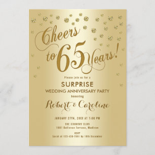 Invitation 65e anniversaire de la surprise - Or