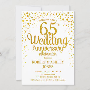 Invitation 65e anniversaire de mariage - Or & Blanc