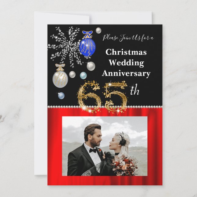 Invitation 65e anniversaire de mariage & Or | Fêtes de fin d' (Devant)