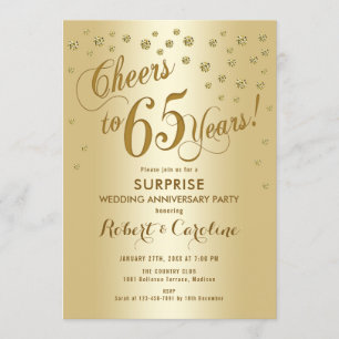 Invitation 65e anniversaire de mariage surprise - Or