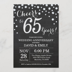 Invitation 65e anniversaire de mariage tableau noir argent