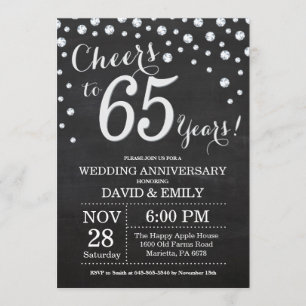 Invitation 65e anniversaire du Mariage Chalkboard Black Silve
