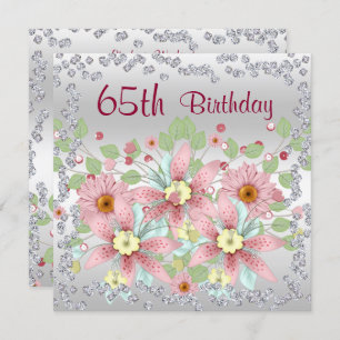 Invitation 65e anniversaire Floral Display & Diamonds