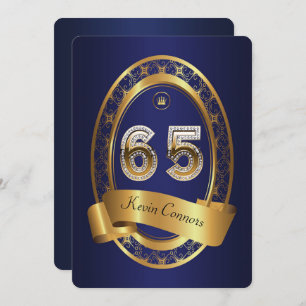 Invitation 65e anniversaire, homme de fête, couleur élégante