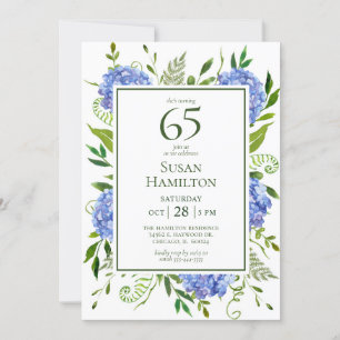 Invitation 65e Anniversaire Hydrangeas Bleus