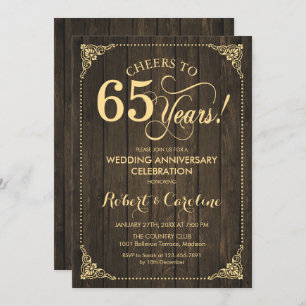 Invitation 65e anniversaire Mariage - Bois d'or