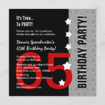 Invitation 65e Anniversaire Moderne Argent Rouge Noir Funny D<br><div class="desc">65e anniversaire Moderne Argent rouge Noir Funny Ce design moderne en rouge, argent et noir est une façon élégante d'invitation de vos invités à une fête de 65e anniversaire. Tout le texte est entièrement personnalisable, donc aussi adapté pour un 61 62 63 64 65 66 67 68 et 69 ans,...</div>