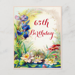 Invitation 65e anniversaire Nénuphars Vintages et Iris Flower