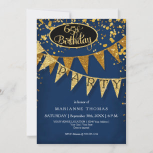 Invitation 65e anniversaire Pennant bannière Confetti