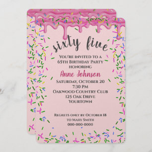 Invitation 65e Anniversaire Pink Icing Et Sprinkles