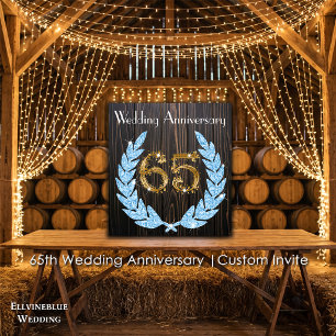 Invitation 65e anniversaire Saphir, bois rustique et or