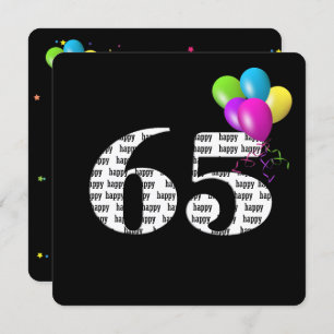 Invitation 65e fête d'anniversaire avec bouquet de ballons