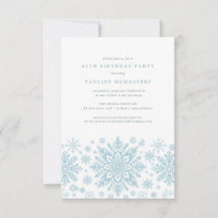 Invitation 65e fête d'anniversaire Blue White Snowflake hiver