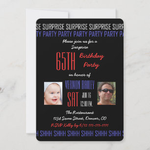 Invitation 65e fête d'anniversaire surprise pour hommes Ses p