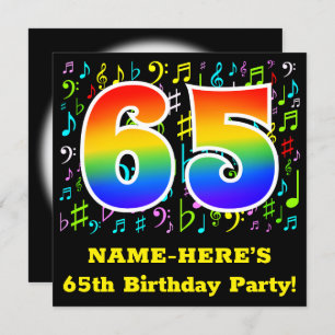 Invitation 65e fête d'anniversaire : Symboles de musique amus