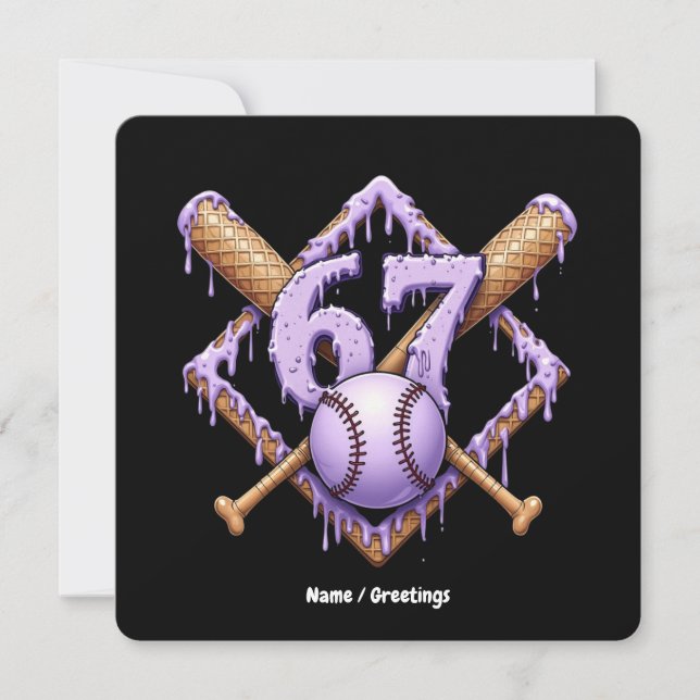Invitation 67 Ice Cream Drip Baseball Mème Drôle Retro Sport (Devant)