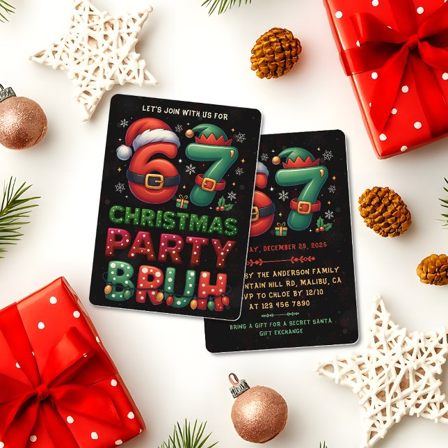 Invitation 67 Meme Six Seven Bruh Drôle de Noël 6 7 (Créateur téléchargé)