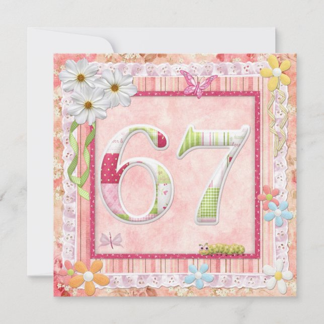 Invitation 67ème anniversaire style scrapbooking (Devant)
